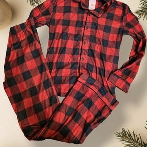 Kids Red and Black Checkered Pajama Set